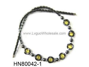 Assorted Colored Opal Beads Hematite Donut Beads Stone Chain Choker Fashion Women Necklace